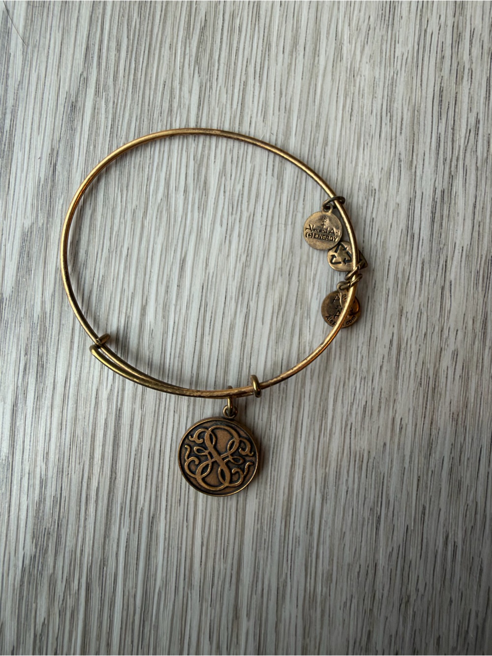 Alex and Ani Gold Tone Charm Expandable Bangle Bracelet